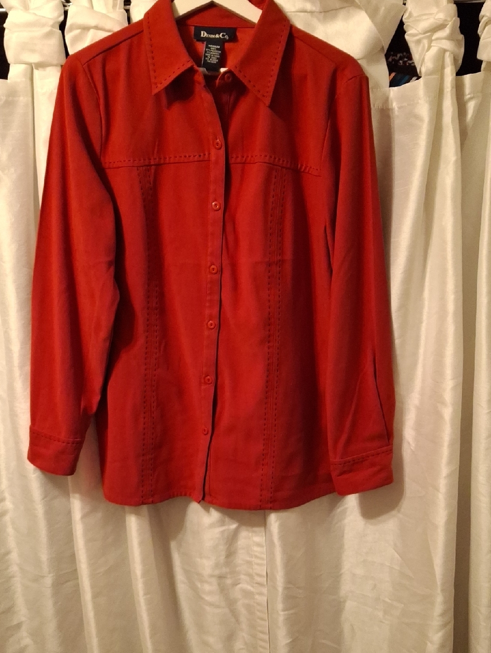 Denim&Co Bright Red Button Down Jacket